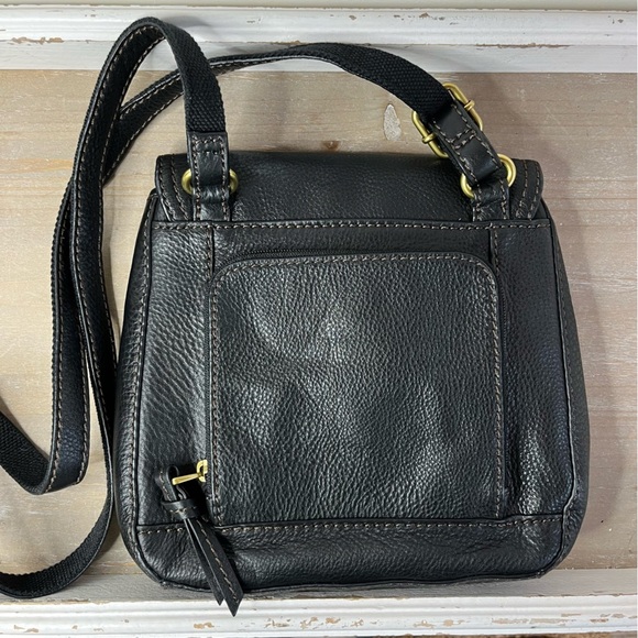 FOSSIL Carson Turnlock Flap Crossbody Black Pebbled Leather Style SHB1044 - Picture 10 of 16